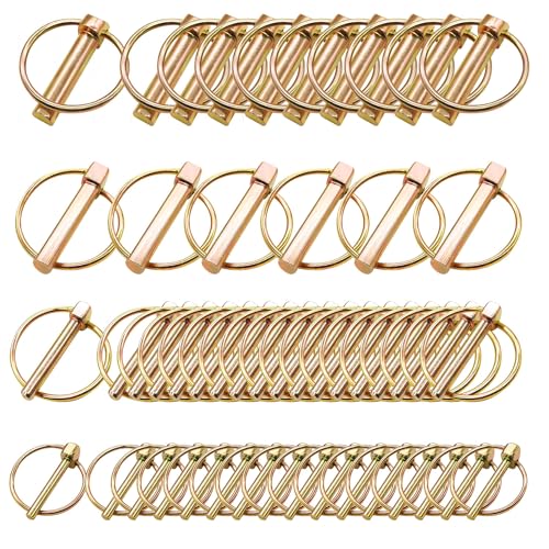 mankk 50PCS Heavy Duty Lynch Pin Assortment Kit Tractor Pins Linch Pins Ring Clips PTO Pin for Farm Tractors Trailers Trucks Lawn Mowers