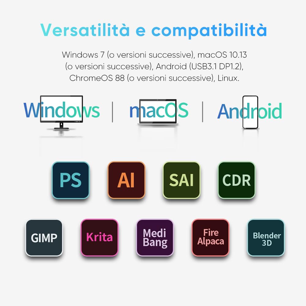 XPPen Artist 13.3 Pro V2 Tavoletta Grafica con Schermo da 13,3 pollici, Penna 16384 livelli, 8 tasti rapidi, Supporto incluso, Compatibile con Windows Mac Android