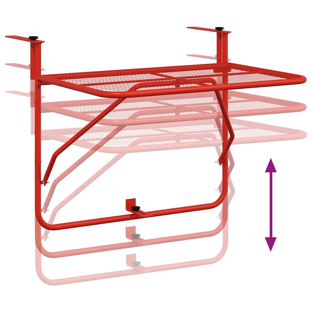 Tavolo pieghevole da balcone in acciaio, 60 x 40 cm, tavolino in metallo per terrazza, veranda o ringhiera, salvaspazio come scaffale per attrezzi da giardino o piante in vaso