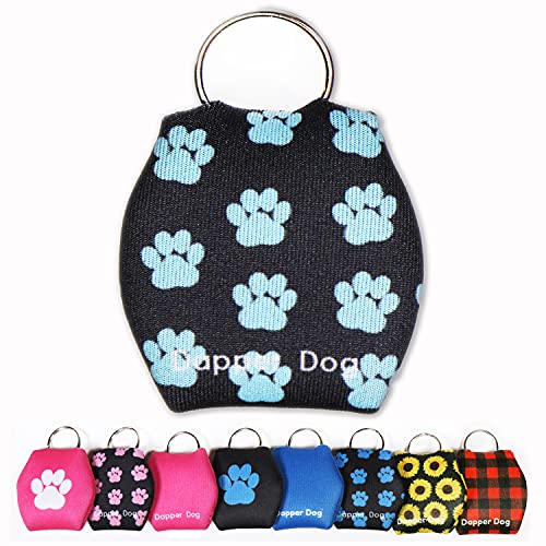 Image of Dapper Dog - Dog Tag Silencer with Tag Ring (Blue Paw Prints)