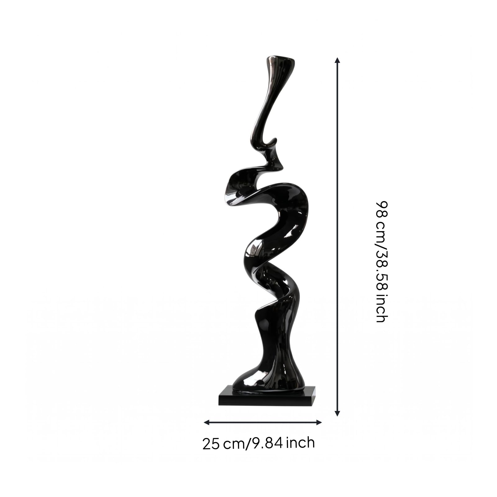 Milageto Escultura Moderna Estatua Adorno Figura en Resina con Base de Mármol y Acabado Reflectante Que el Espacio sin Recargar, Negro Gunmetal, Grande