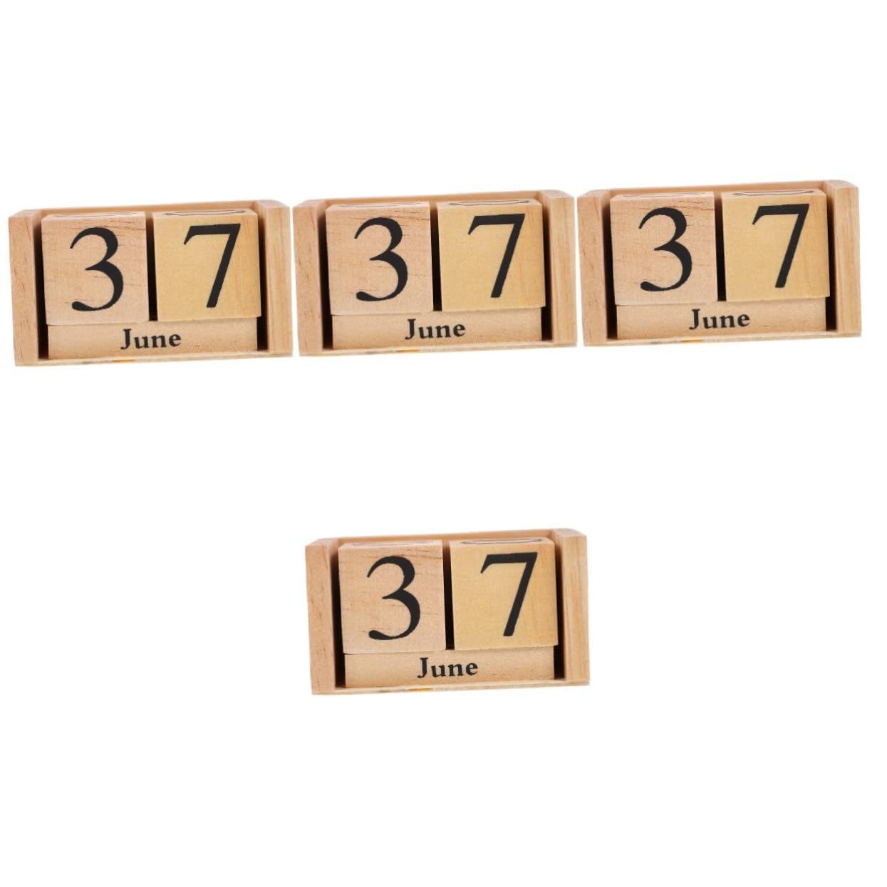 SHINEOFI 4piezas Calendario De Madera Perpetuo Estilo Europeo Para Oficina Decoración De Escritorio Práctica y Reutilizable Color Natural