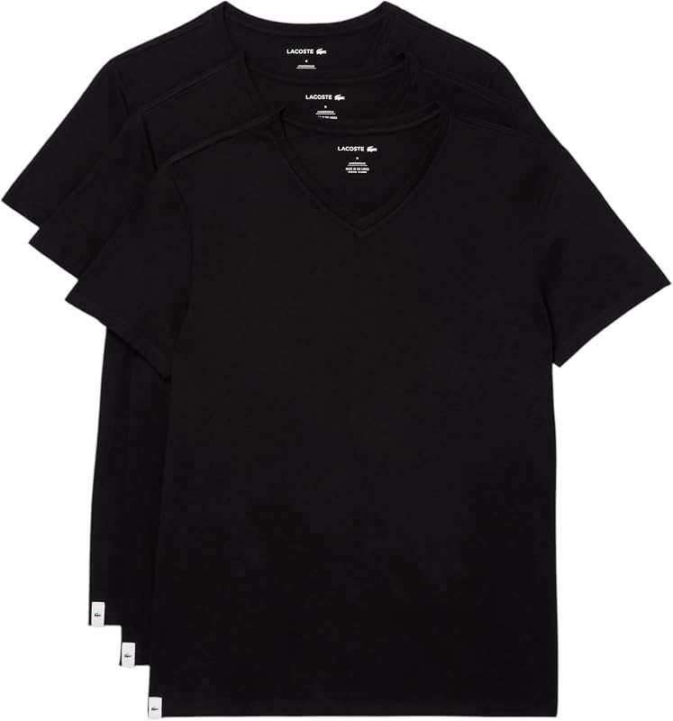 Pack de 3 camisetas de algodón con cuello de pico Lacoste para hombre