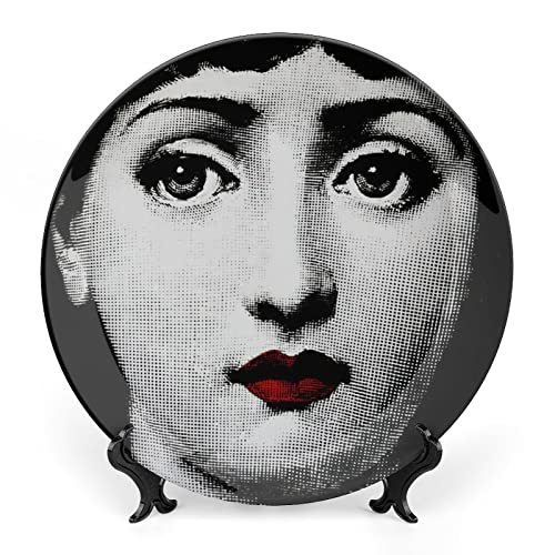 MEFFEE Lina Cavalieri Plate, Wall Decorative Plate, Mysterious Face Plate Wall Hanging Decoration,Including Bracket and Special Spring Hook,A10,8inch