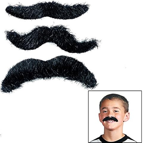 Hairy Black Mustaches (12 Pack) Novelty Moustaches, Suitable for All Ages Cover