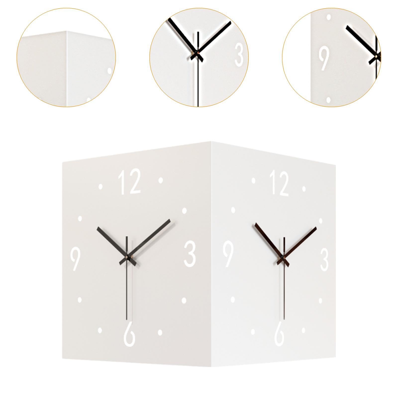 Orologio da Parete ad Angolo a Doppia Faccia, Senza ticchettio, Silenzioso, Facile Installazione, Moderno Orologio Decorativo Quadrato per la Sala da