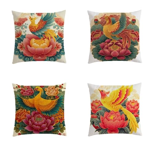 Housse de coussin 80x80cm en lin avec impression double face et zip invisible - 2