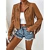 Kubbon Fringe Jacket Women Faux Suede Leather Jack... #2