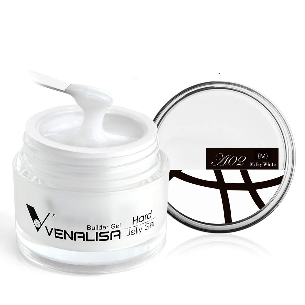 Venalisa Fast Dry LED & UV Extend Sculpture Nail Gel Hard Jelly Builder Gel nail gel Soak off UV Poly Nail Extension Gel (A02-Milky White, 30ml (M))-image-4