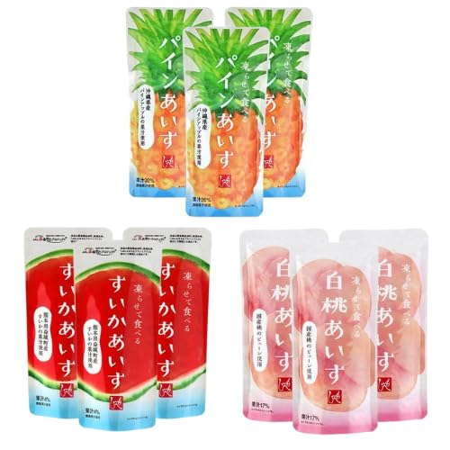 【食べ比べセット】もへじ 凍らせて食べるアイス 100g 各3袋（すいか・パイン・白桃） 常温 合計9袋のサムネイル