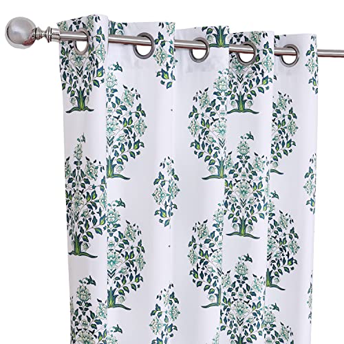 Image of Homestan 100% Cotton Block Print Door Curtains 9 Feet Long Set of 1 for Home Decor (9 X 4.5 Feet, Brown)