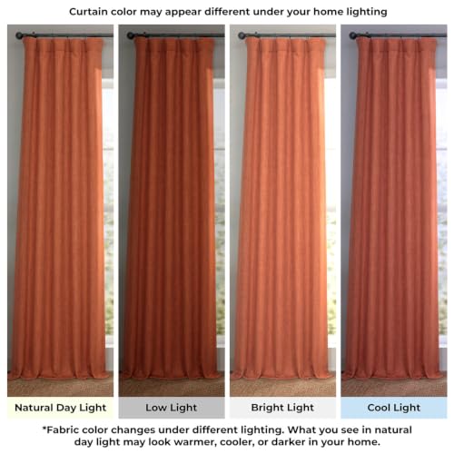 Image of HPD Half Price Drapes - Faux Linen Curtains for Living Room (1 Panel) - 50W X 120L - Textured Room Darkening Curtains for Bedroom 120 Inches Long - Drapes for Home Decor, Desert Orange