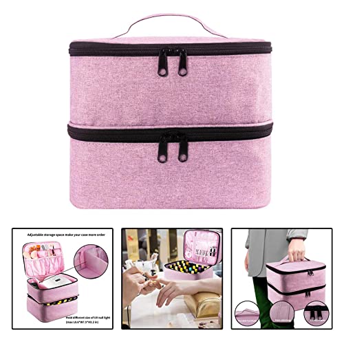 Colcolo Nail Polish Storage Bag, Nylon Organizer for Essential Oil Manicure Sets Pink - Image 3