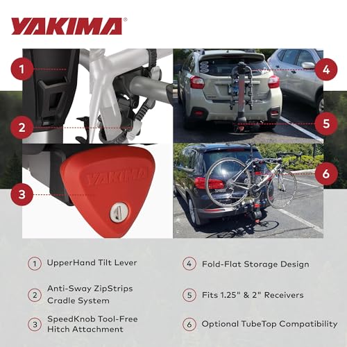 Image of YAKIMA, RidgeBack Tilt-Away Hitch-Mounted Bike Rack for Cars, SUVs, Trucks and More, Fits 1.25 inch and 2 inch Hitches
