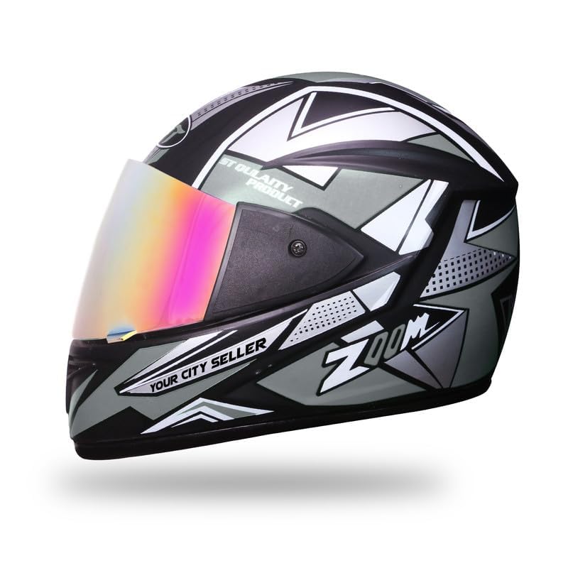 Strong and Durable Rambo Stylish Matt Finish Full face Bike Helmet Black | Scratch Resistance and Silicone Glass Protection -Black-image-2