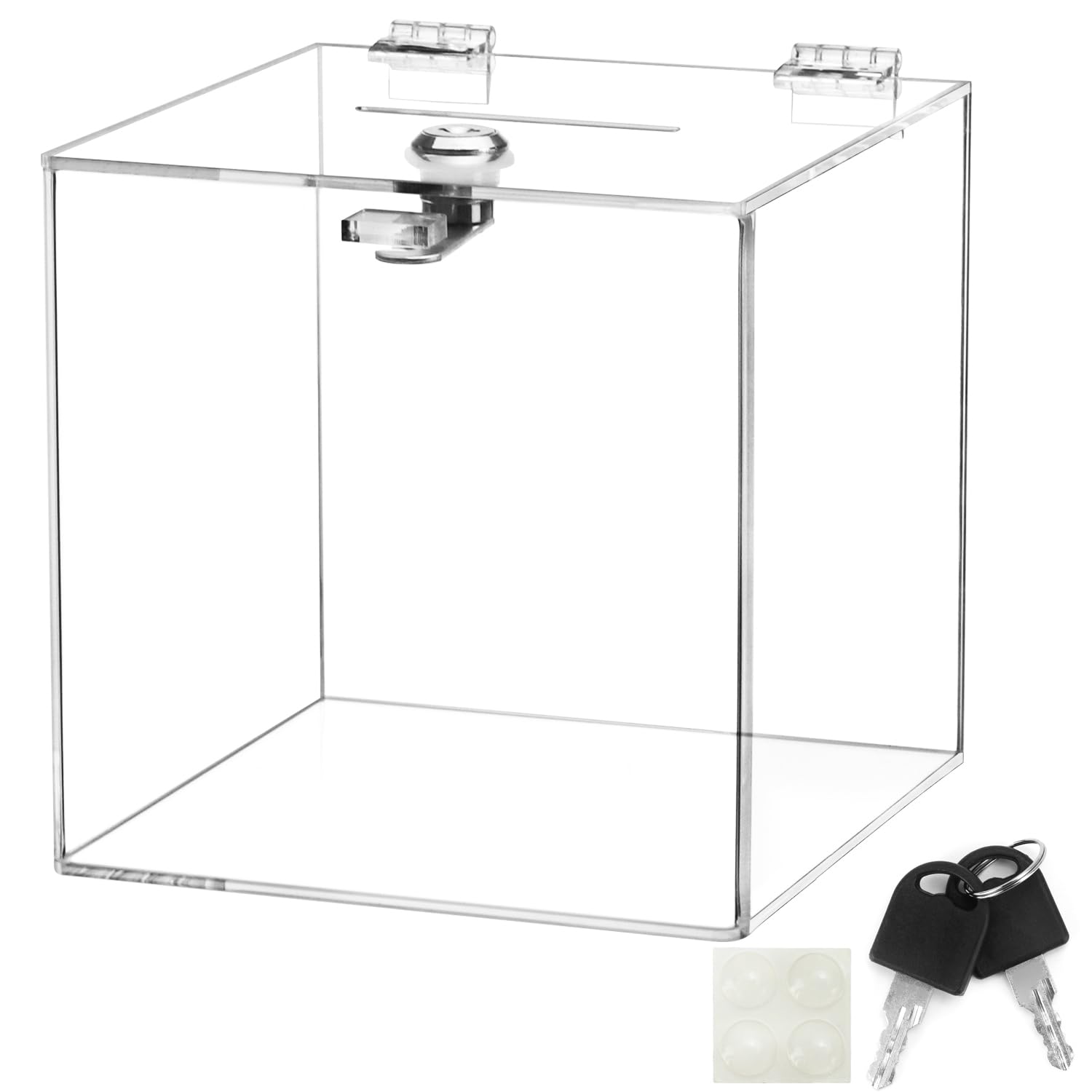 Boîte à dons en acrylique QWORK 15cm avec serrure pour collecter les votes et suggestions