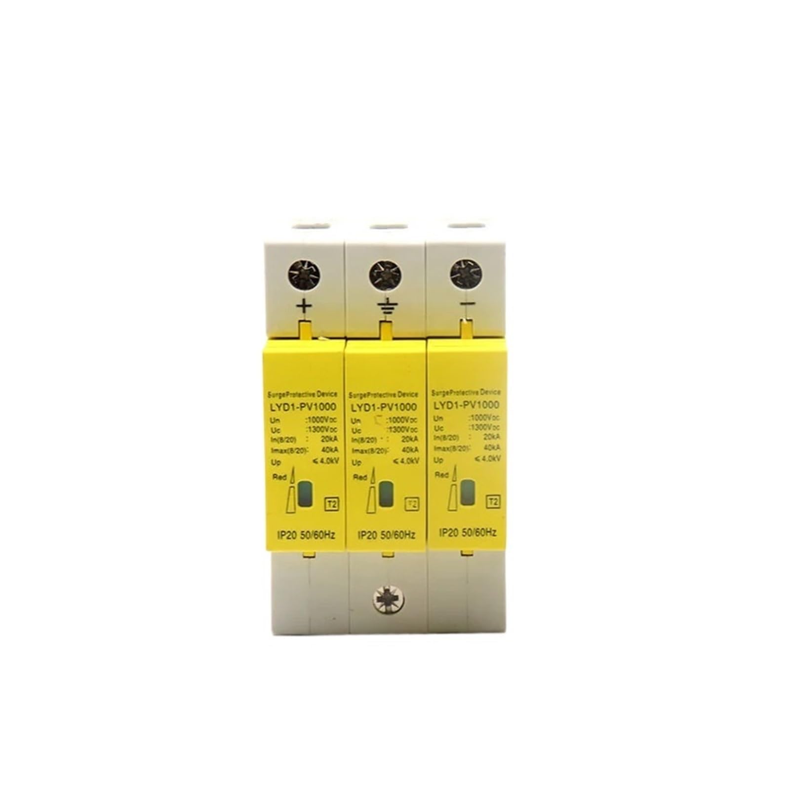1 pièces SPD photovoltaïque solaire DC parafoudre DIN Rail 2P parafoudre 1000V IP20 50/60Hz interrupteur de Protection contre la foudre 20KA-60KA modulaire ( Color : DC500V 10-20KA , Size : 3P-31 )