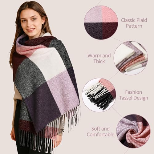 Image of Loritta Winter Scarf for Women, Long Plaid Shawl Wraps Scarves Gifts