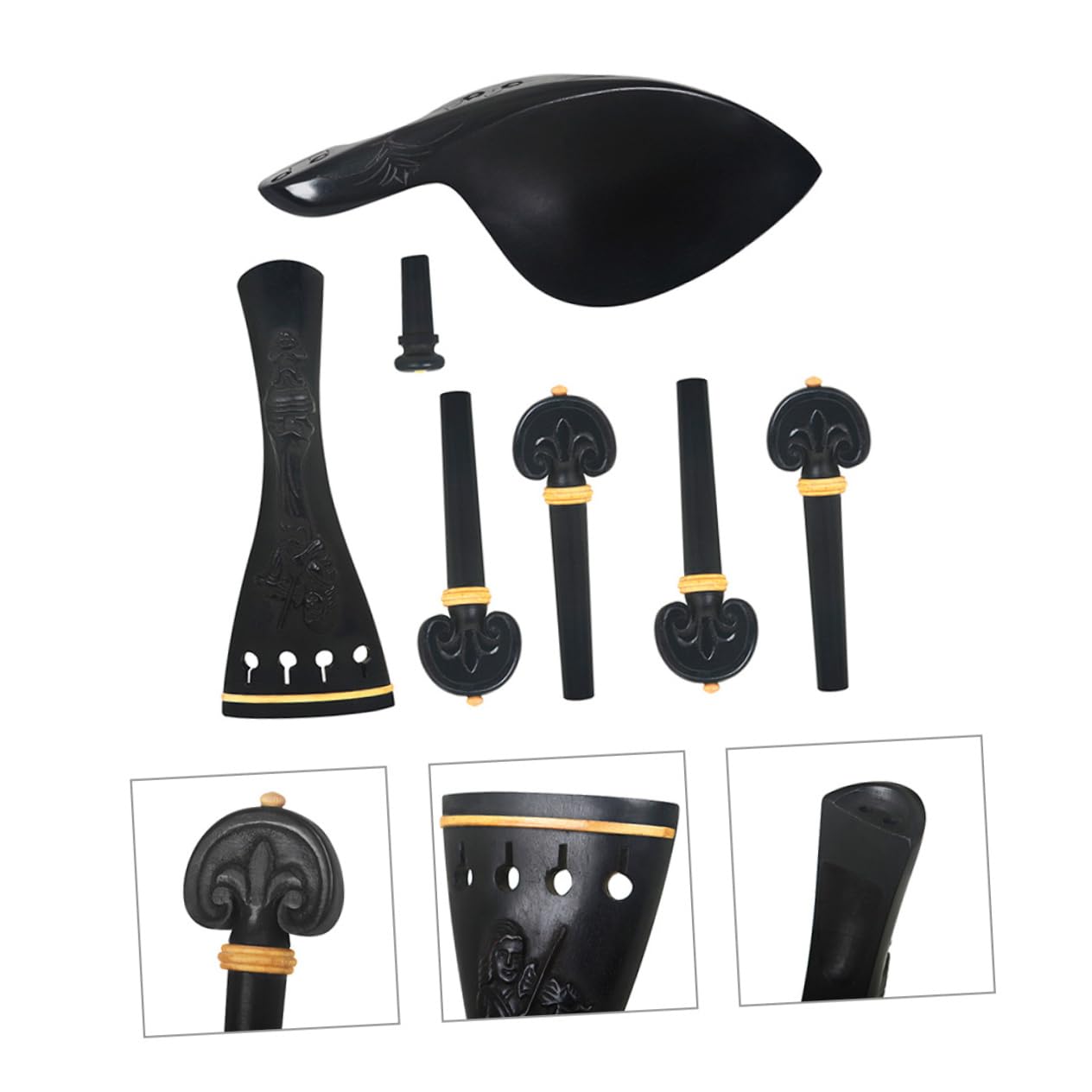 Ensemble de Violon 1 Set Cordier Noir en Bois pour 4/4-3/4