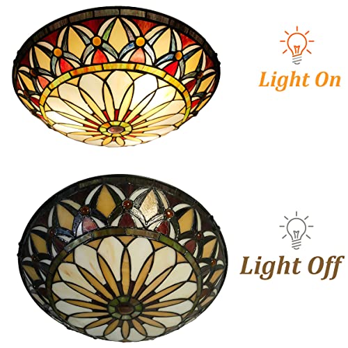 Artzone AR164337SF Tiffany Ceiling Lights, Stained Glass Ceiling Light 3-Lights 16 Inch Tiffany Flush Mount Ceiling Light thumb #4
