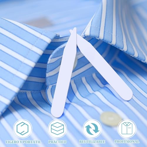 BORISCA 120 Piezas Ballenas para Cuello de Camisas 6 Tamaños Varillas de Plástico para Cuello PVC Ballenas Camisas Hombre, Puntas de Cuello para Camisas para Camisas Trabajo 5/5.5/6/ 6.5/7/ 7.5CM