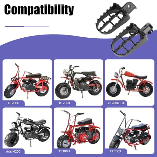 Image of Mini Bike Foot Pegs Assembly Kit Compatible with Coleman Minibike CT200U CT200U-EX BT200X CT200U-EXR CT100U CC100X Axis M200 196cc 200cc 97cc 100cc Engine Parts Left and Right Footrest