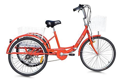 Jorvik 26 Voyage DE Voyage en Tricycle Pliant en Aluminium (Red)