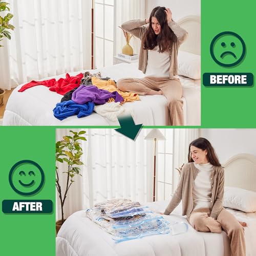 Image of HIBAG Vacuum Storage Bags with Electric Pump, 30 Pack Vacuum Seal Space Saver Bag for Clothes, Clothing, Pillows, Blanket Bedding Comforters