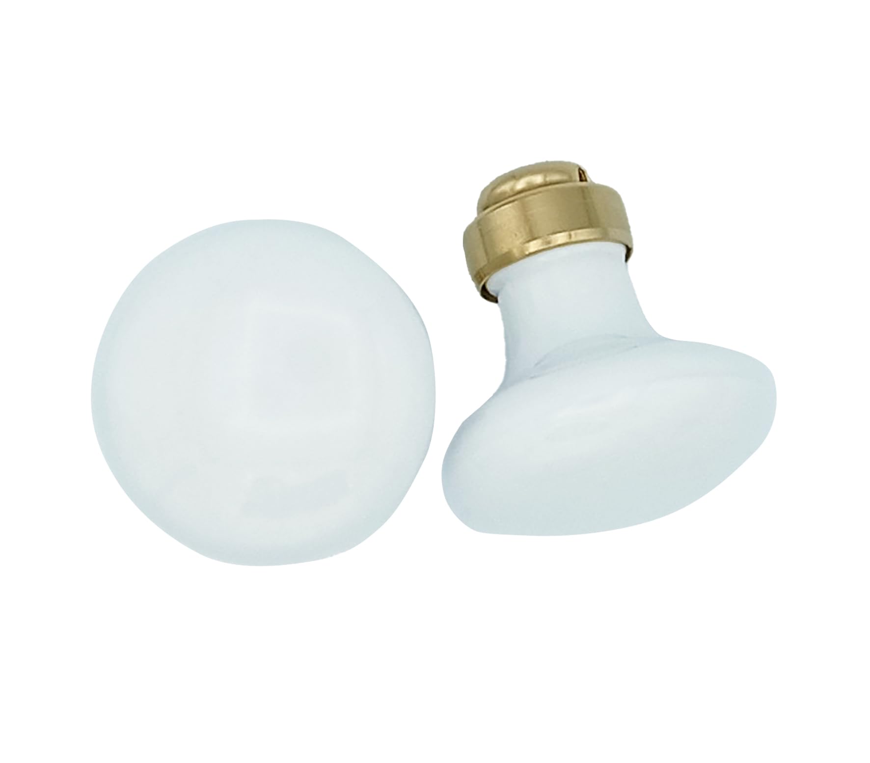 Bouton double ROND 250161 Porcelaine Limoges blanc sur Laiton poli