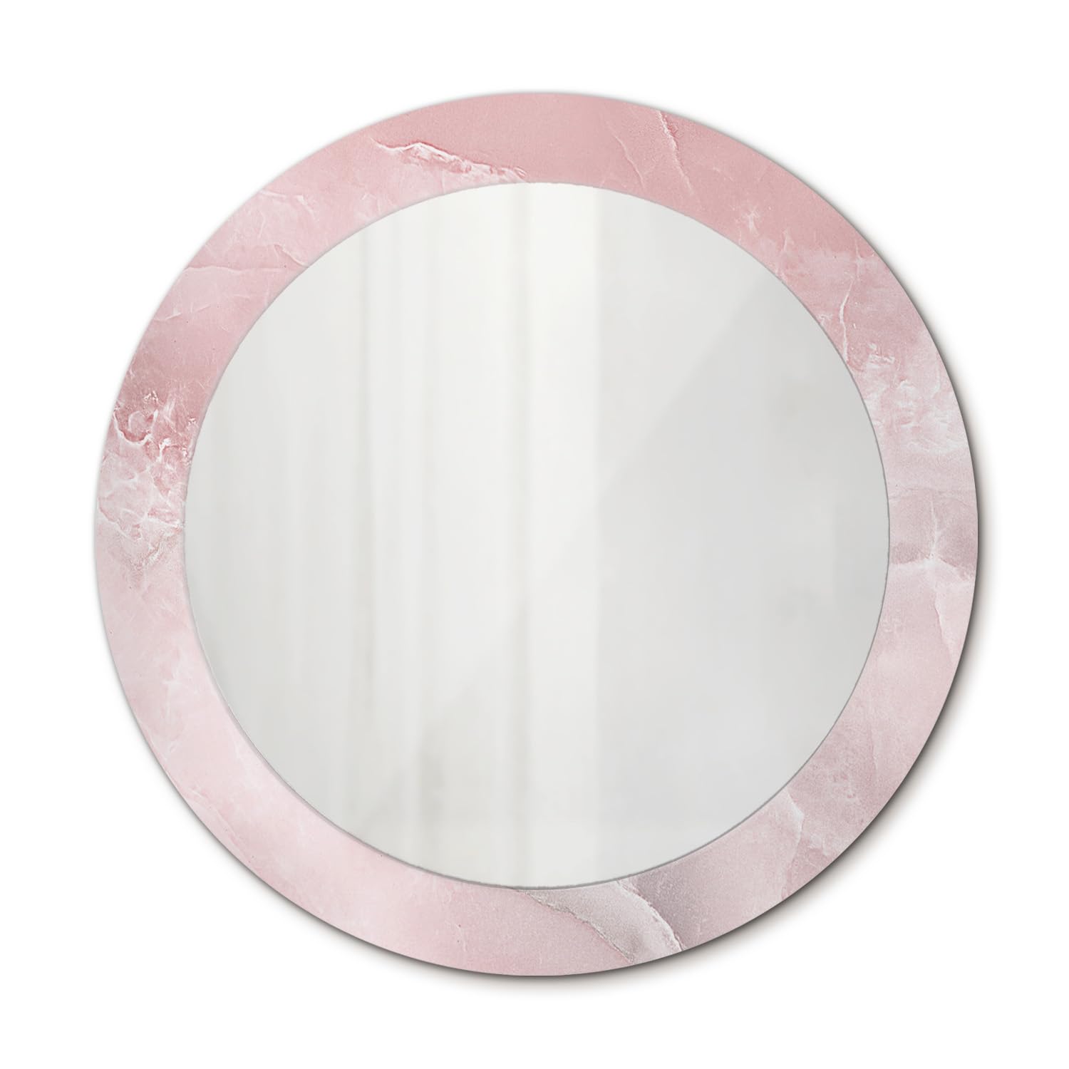 Miroir rond avec impression pierre rose 70 cm suspendu moderne pour salle de bain et chambre