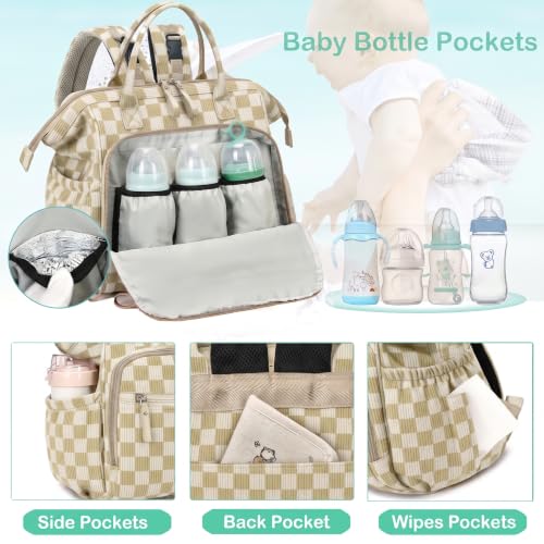 Image of LORADI Large Diaper Bag Tote Backpack (Checkered, Large-20L)
