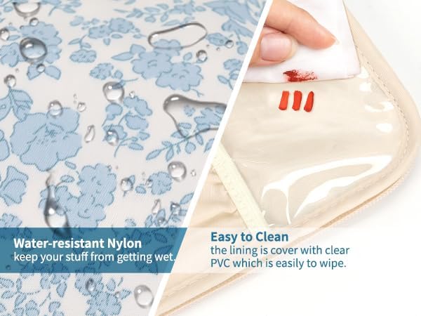 Miniatura 7 de Pequeña bolsa de maquillaje, bolsa de maquillaje de viaje, estuche organizador de cosméticos florales para mujer, bonita bolsa de aseo con asa