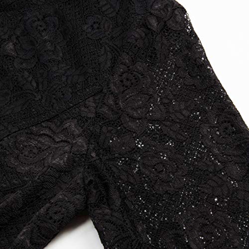 Nihsatin Women's Gothic Fairy Victorian Hooded Lace Cardigan Bell Sleeve Button Up Corset Dress4