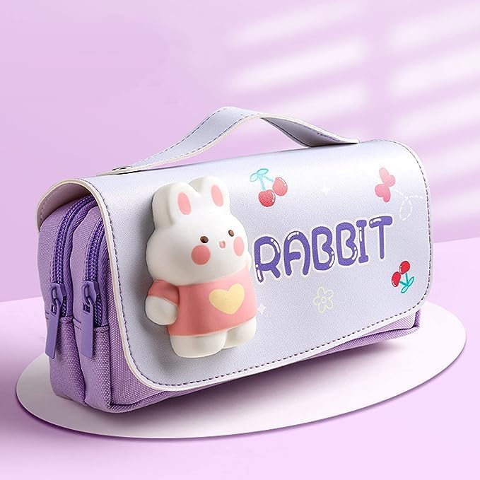 Image of DEOXY Rabbit Big Cartoon Theme Pencil Case-3D Eva Pencil Case Pouch,Multipurpose Zipper Pencil Case for Kids,Pen and Pencil Bag for School Kids (3D Rabbit)
