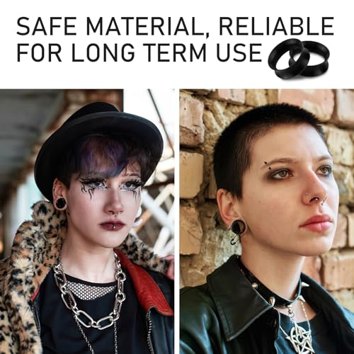 16 Stück Weich Silikon Tunnel 6mm - 20mm, Ohrdehner Plug Piercing Expander Set, Sicher und Flexibel für Frauen & Männer (Schwarz)