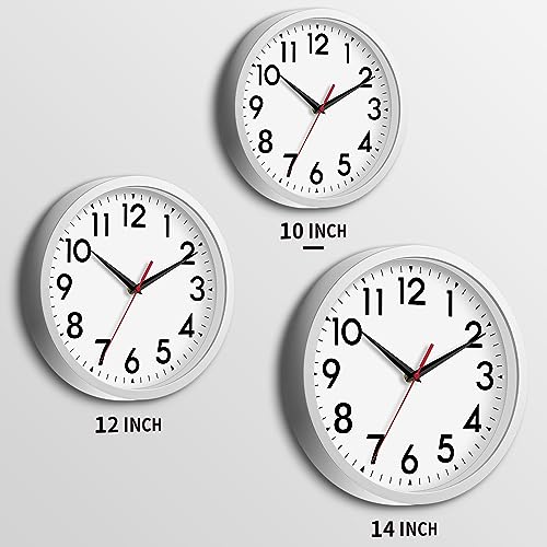 Image of DAXSMY Wall Clock Modern Battery Operated 10 Inch Simpel Silent Non Ticking Decorative for Kitchen Office Outdoor Bedroom Living Room School Classroom(Silver)