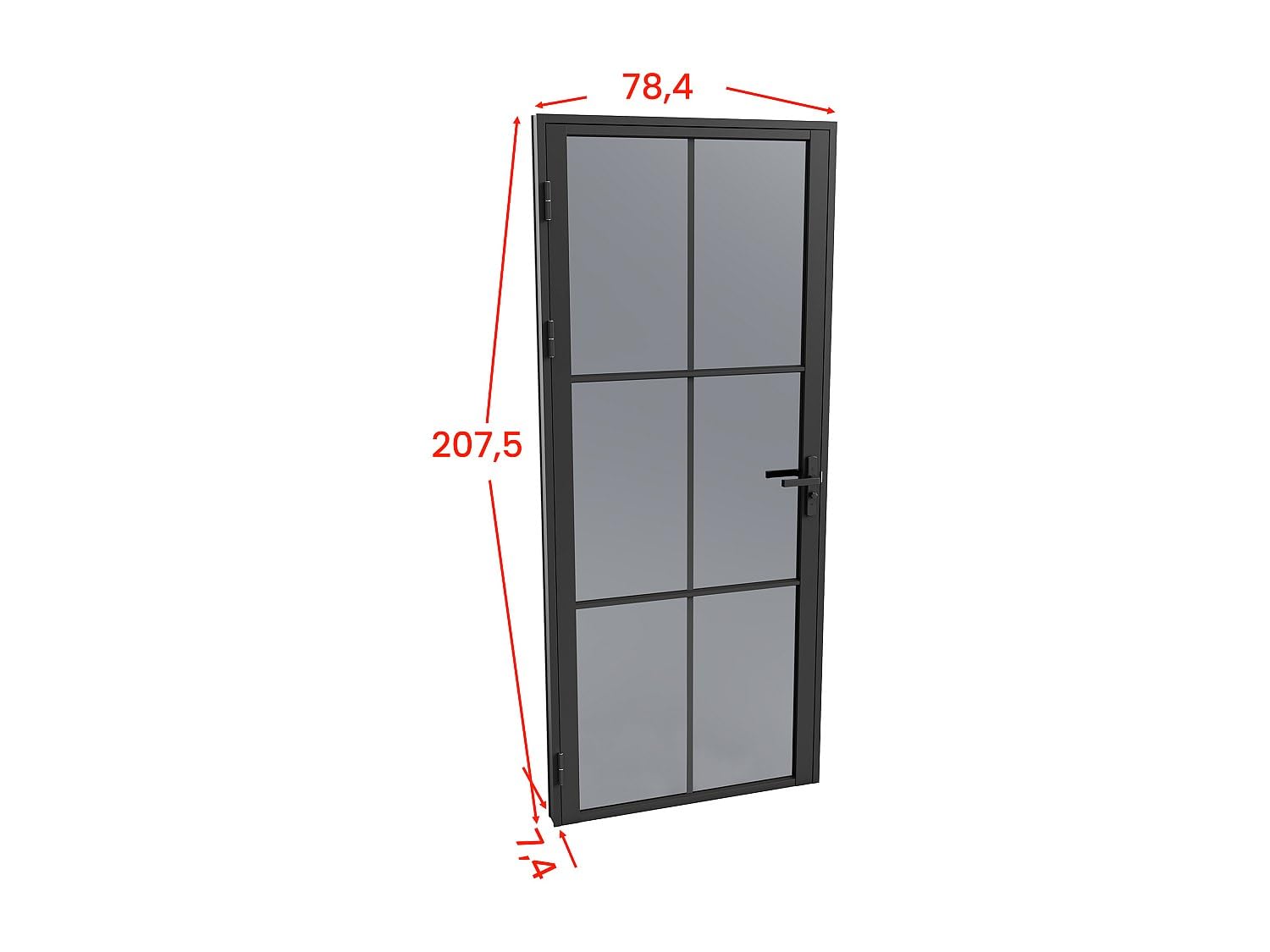 Vente-unique Juego de puerta reversible - aluminio y cristal templado - 204 x 73 cm - negro - SEROTO