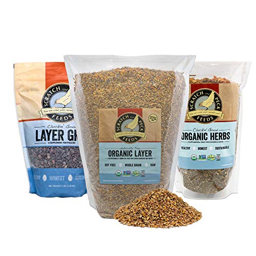 Scratch and Peck Feeds Layer Chicken Supplement Kit for Chickens and Ducks - Includes Naturally Free 10-lbs Organic Layer Feed, 7-lbs Layer Grit, and 10-oz Organic Herbs - 9600-03