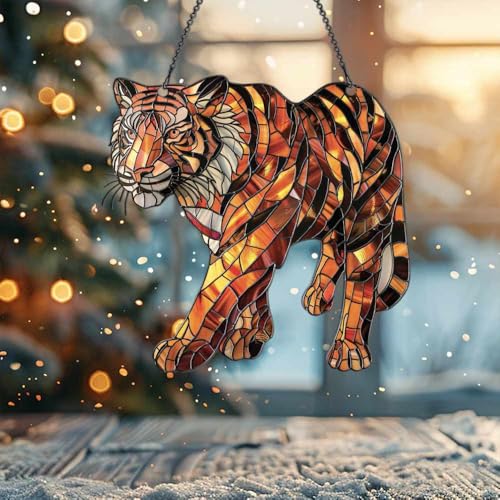 Image of Tiger Acrylic Ornament Gift for Tiger Lovers Christmas Hanging Decor
