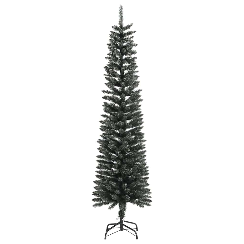 Sztuczna choinka smukła 180 cm, sztuczna choinka ze śniegiem, choinka z 286 gałązkami, oszczędność miejsca do korytarza, zielona