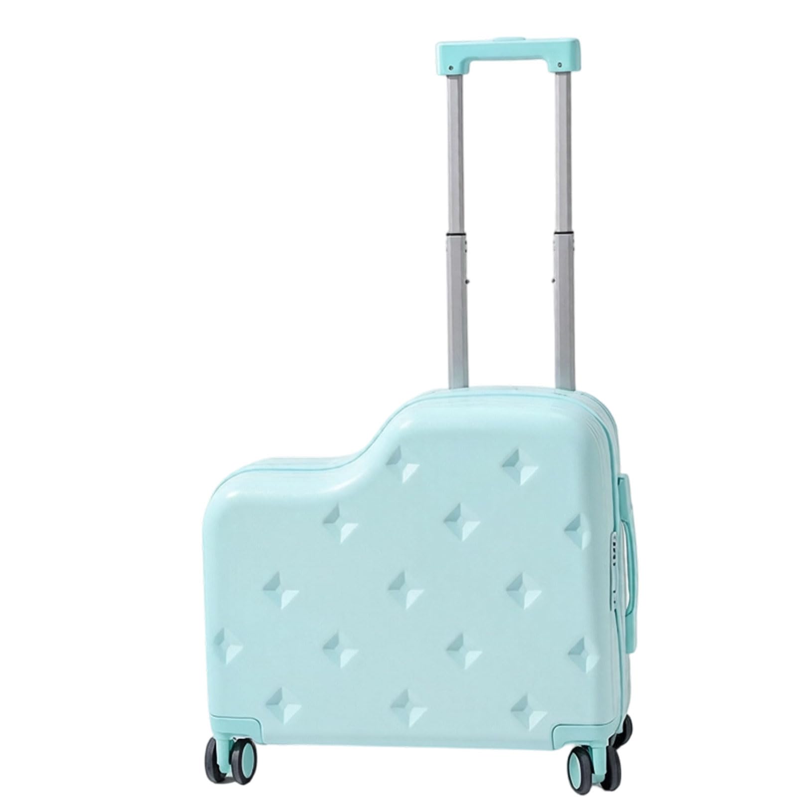 Pangboer Mint Green Ride-On Luggage Suitcase, 6-Wheel Hard Shell Family Travel Case With Footrest, Cup Holder And Combination Closure