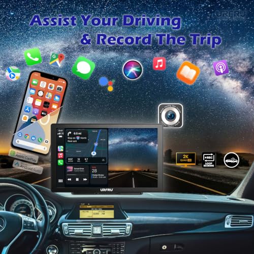 URFRU 9-Inch CarPlay Screen with 4K Dash Cam, Backup Camera & 64GB Memory Card - Image 4