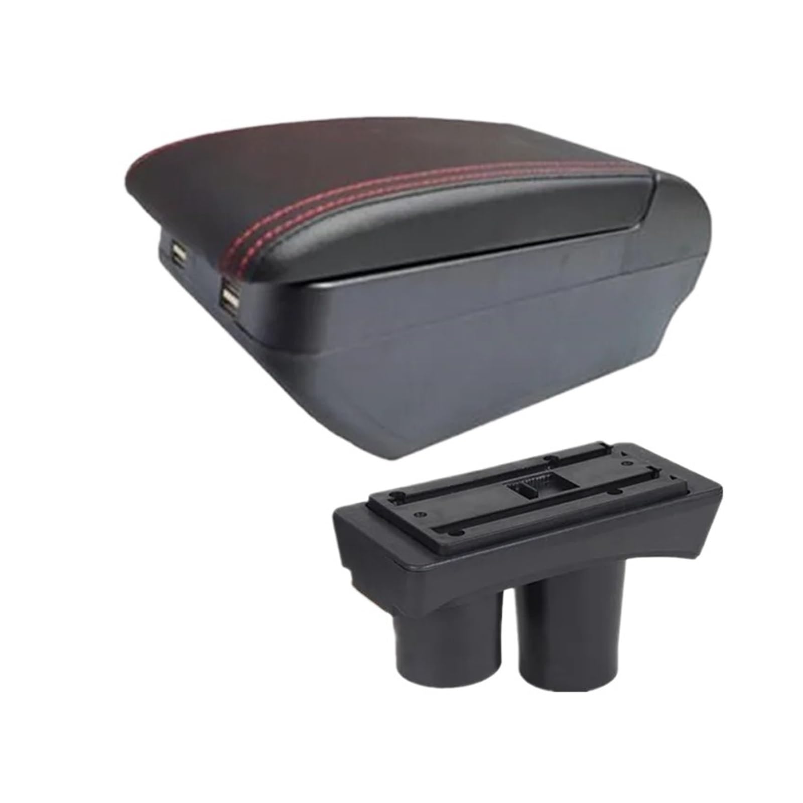 Umdjju H Red Line 4Usb For Citroen For C2 For C3 Car Armrest Storage Box Interior Dedicated Retrofit Accessories ﻿ Car Centre Console Armrest Box(H Red Line 4Usb)