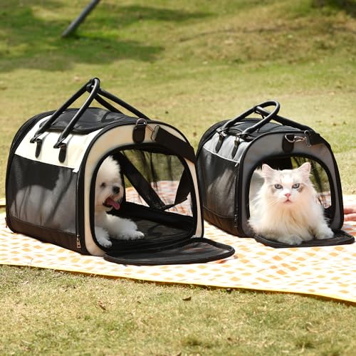 PET MARVEL Cat Carrier Soft Sided for Small Medium Cats Puppy up to 15 Lbs, Airline Approved Mesh Pet Travel Bag, Breathable Bite-Resistant Fabric with Removable Washable Mat - Thumbnail 7