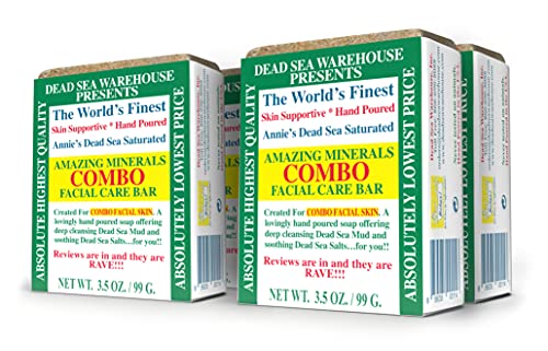 Dead Sea Warehouse – Amazing Minerals Combo Facial Care Bar – 3.5 Oz – Dead Sea Salt & Mud Soap – All Natural – Combination Skin Cleanser – 4-Pack #TOP18