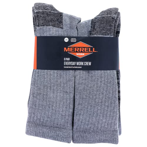 Image of Merrell Unisex Adult Men's and Women's Durable Everyday Work Crew Socks - 3 & 6 Pairs - Anti-odor Cotton