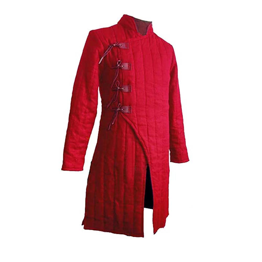 AnNafi® Mittelalterlicher, dick gepolsterter Gambeson Mantel Aketon | Gambeson Rüstung Kostüm | Theater Kostüme Kleid SCA