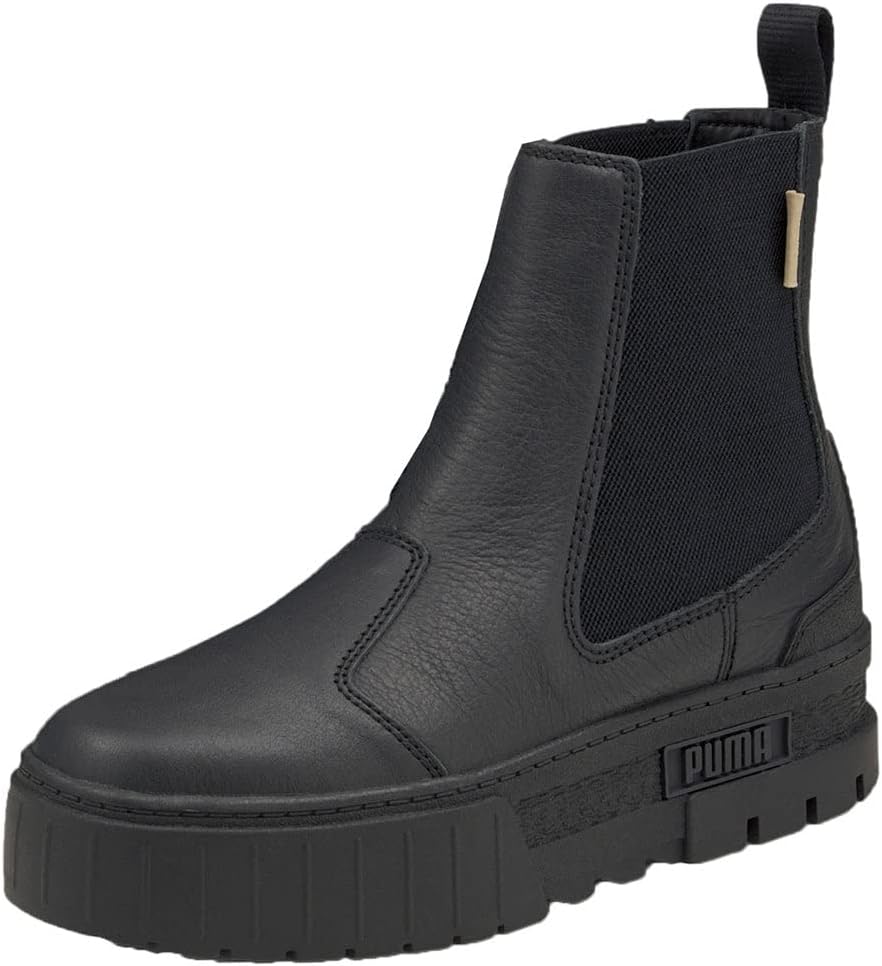PumaWomens Mayze Round Toe Chelsea Boots Ankle Low Heel 1-2" - Black