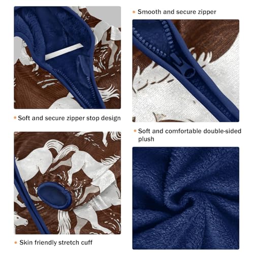 Horses Running on Brown Toddler Fleece Jacket Girl Boys Hooded Fleece Jacket Coat Warm Outwear Zip-up 3-10T3