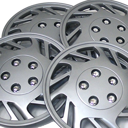 Image of WC3-15-9126-S - Pack of 4 Hubcaps - 15-Inches | Silver | Style 126 Style Snap-On (Pop-On) Type Metallic Silver Wheel Covers Hub-caps